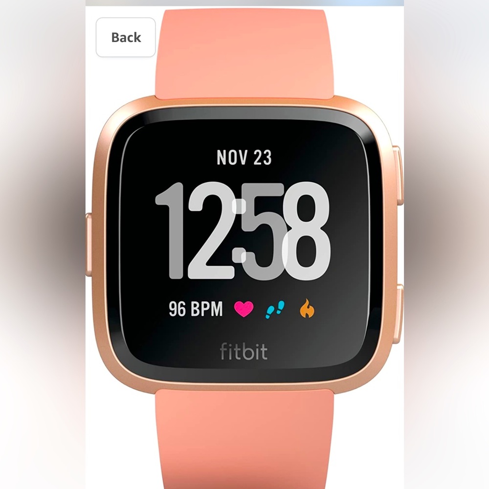 Fitbit Versa Rose Gold Case, Classic Band. Includes Small & Large bands.